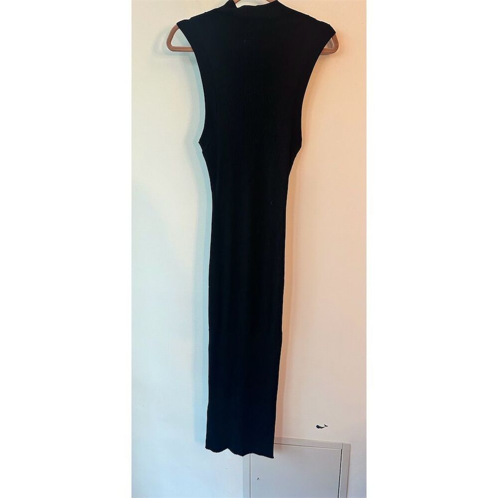 Good American Women's Black Ribbed Sleeveless Midi Bodycon Dress S - Picture 3 of 7